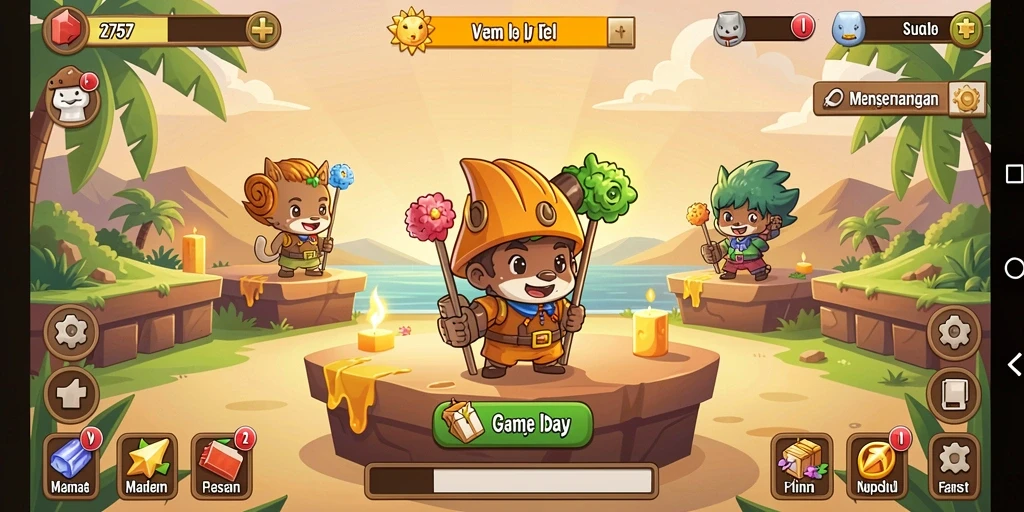 Tampilan gameplay menawan dari 2757 yang menunjukkan kemajuan otomatis.