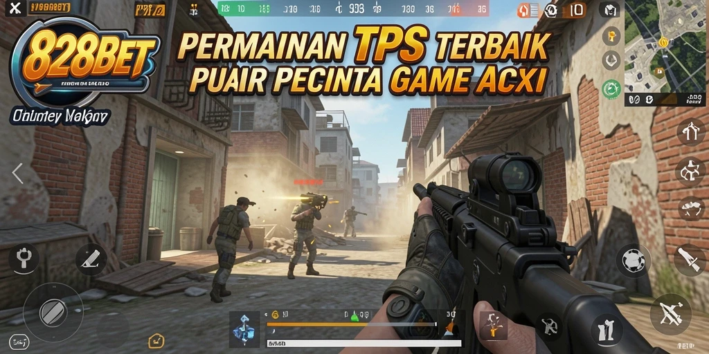 Tampilan gameplay <strong>828BET</strong> yang menegangkan dalam aksi TPS.
