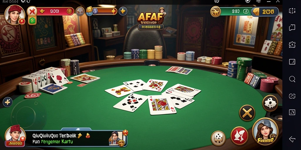 Tampilan gameplay AFAF dengan kartu QiuQiu yang seru.