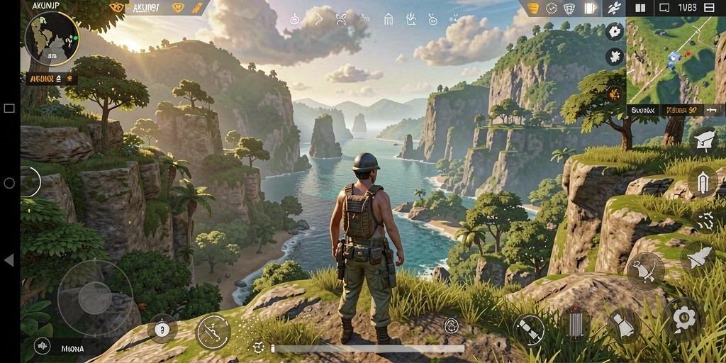Screenshot main AKUNJP menunjukkan petualangan di dunia terbuka yang menakjubkan.