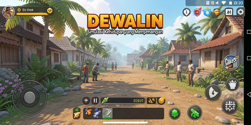 Tangkapan layar gameplay DEWALIN menampilkan momen seru dalam simulasi kehidupan.