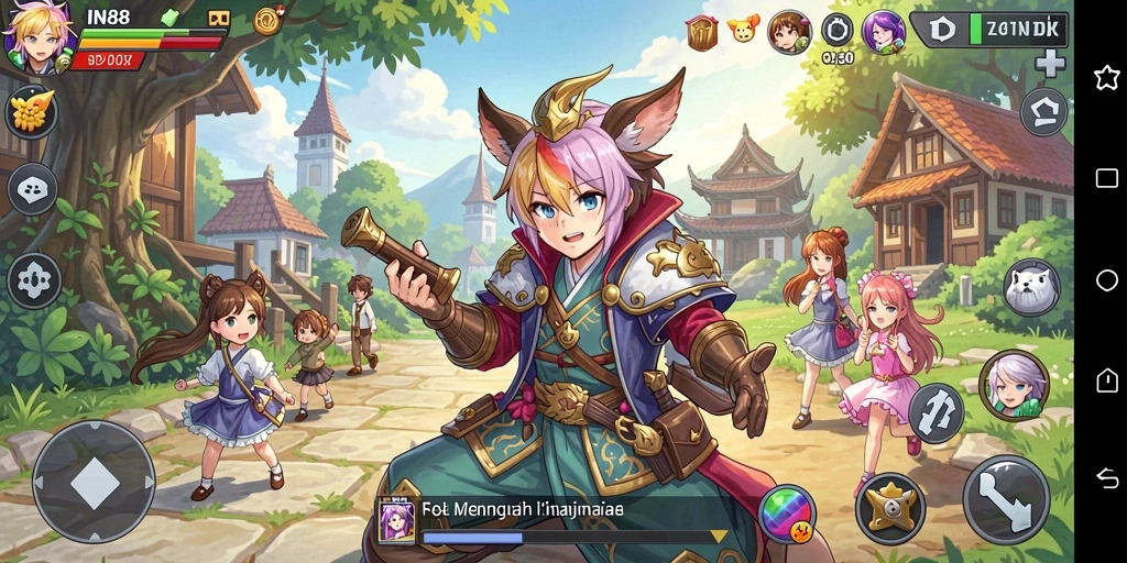 Screenshot menunjukkan aksi seru dalam gameplay Anime IN88.