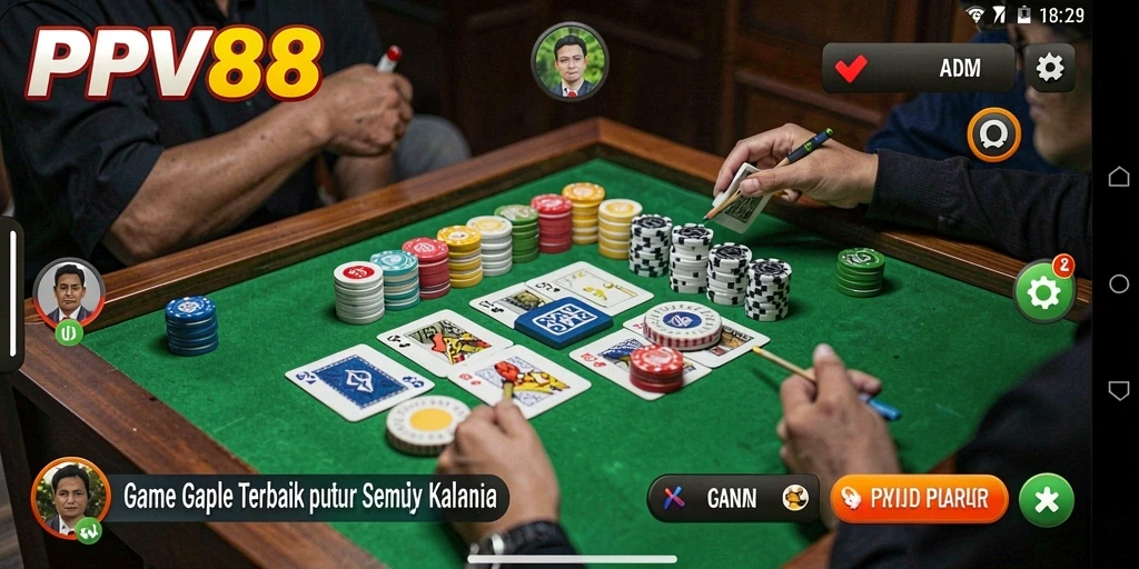 Tampilan layar utama PPV88 saat permainan Gaple berlangsung.