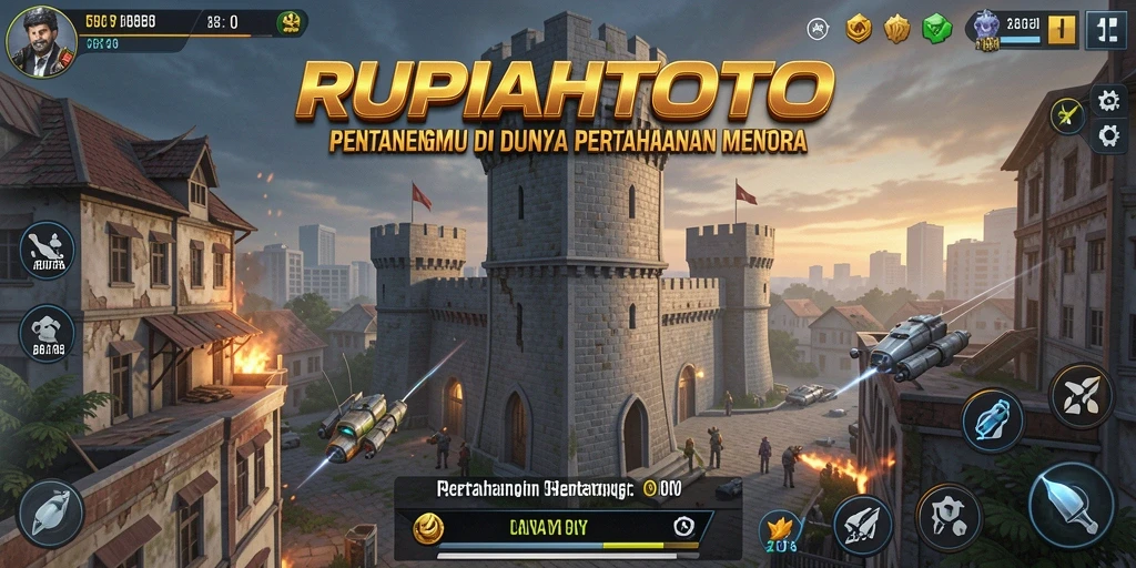 Menampilkan gameplay seru RUPIAHTOTO dalam pertahanan menara.