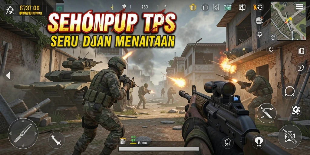 Tampilan epik gameplay SEHOKI dengan aksi tembak-menembak yang seru.