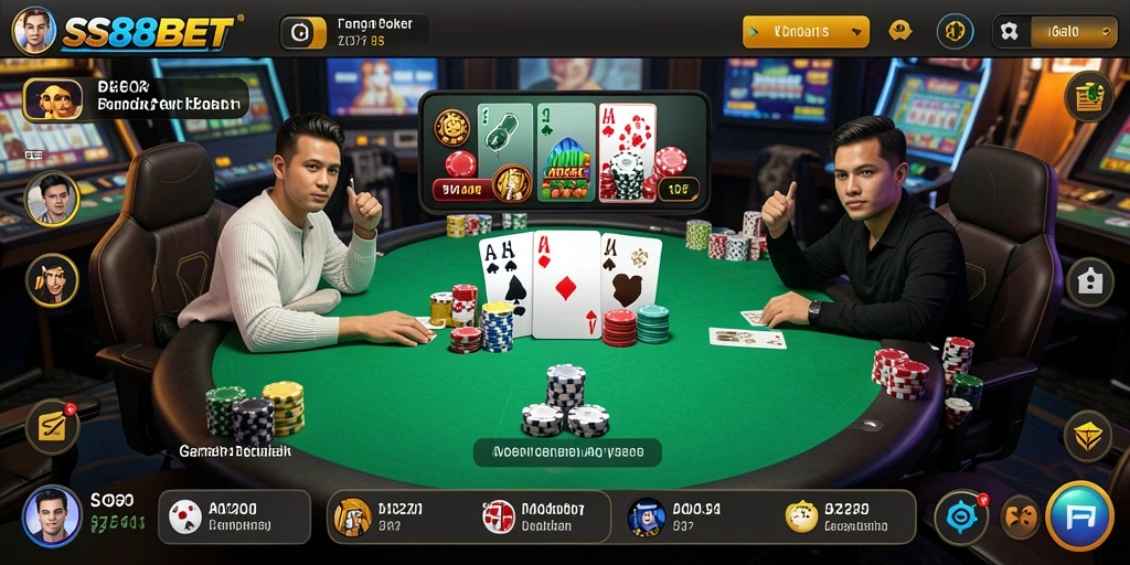 Screenshot gameplay poker SS88BET dengan tampilan menarik.
